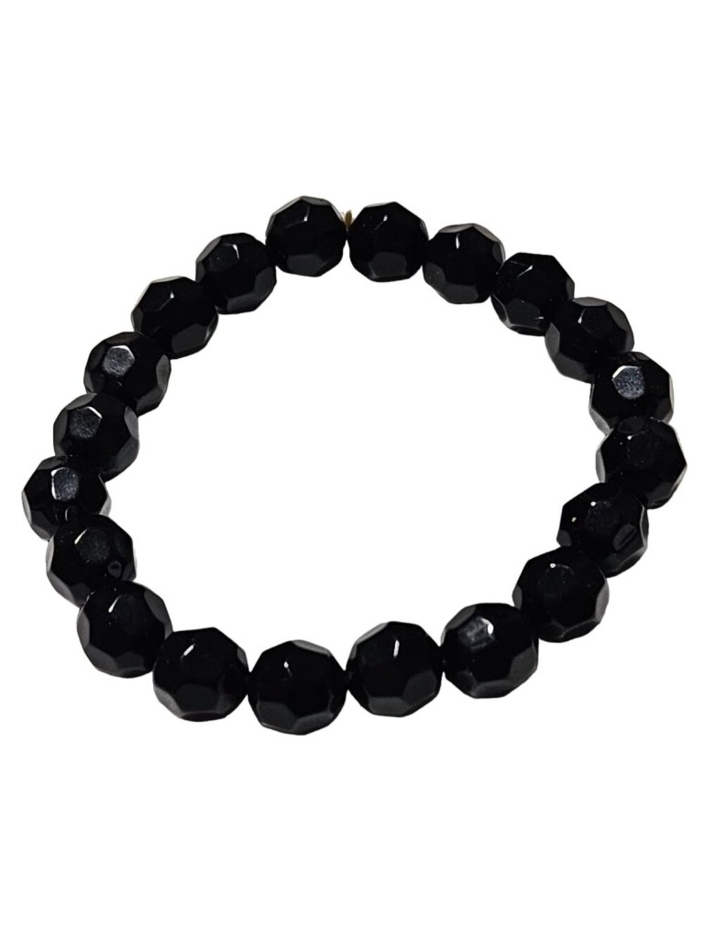 Retro Beaded Bracelet Faceted Black Beads Stretch Minimalist Fashion Jewelry